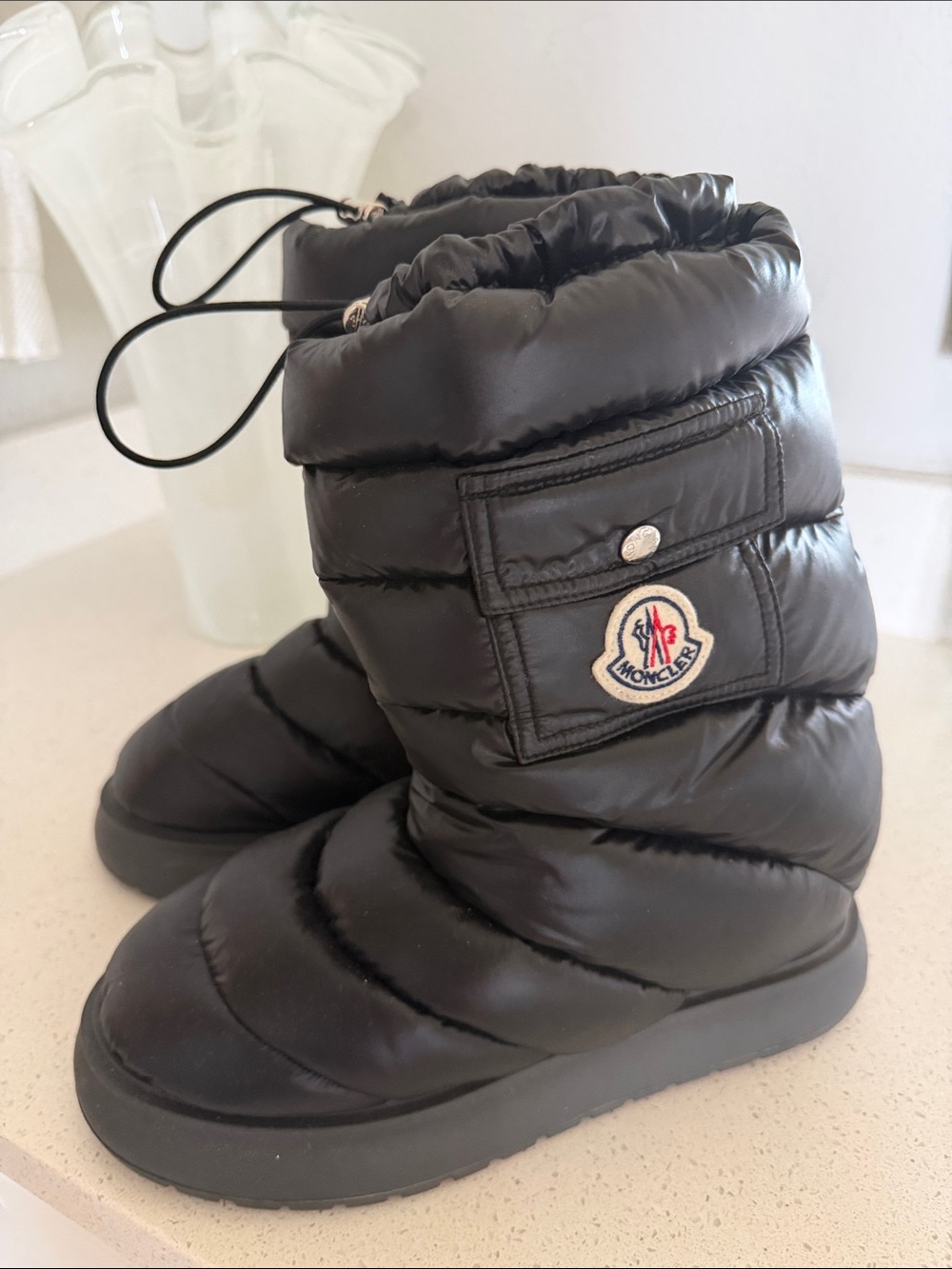 Moncler Kids Black Quilted Puffer Snow Boots